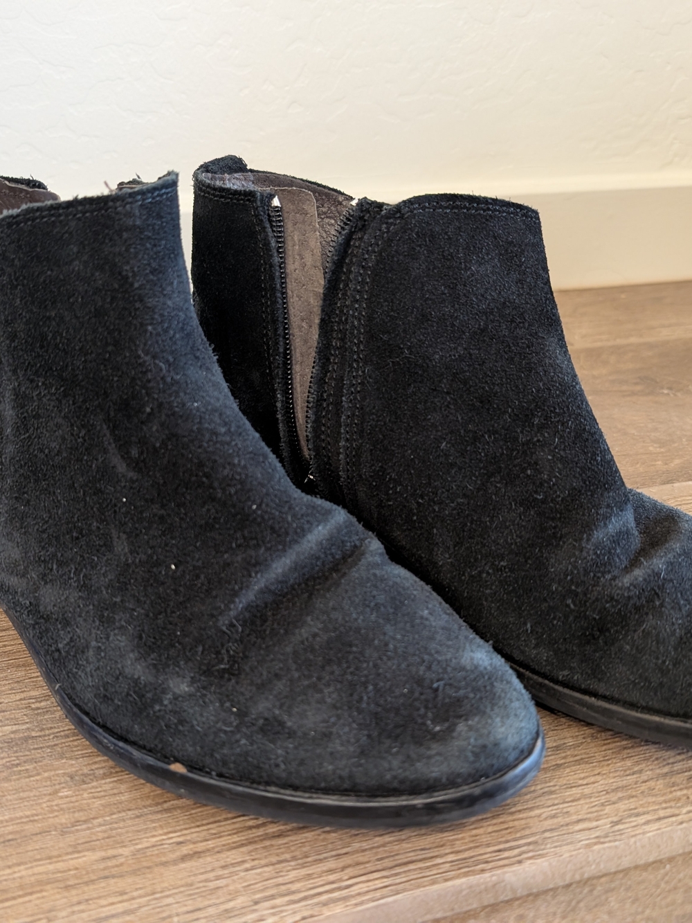 Andre Assous Black Suede Side-Zip Ankle Booties